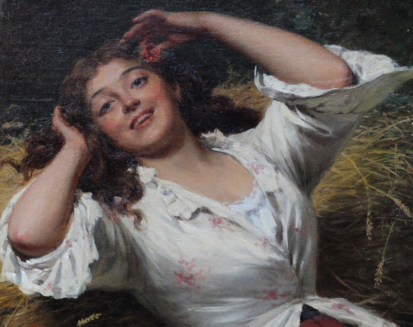 Edwin Robertsa Summer Beauty   British Victorian Genre Art Female Portrait Oil Paintingcirca 1880 photo Art