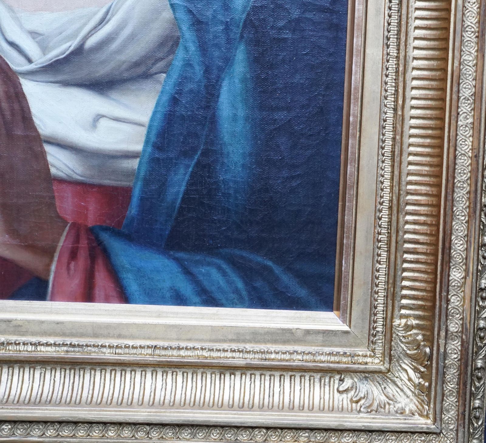 Portrait Of Madonna At Prayer   Italian Old Master Art Religious Oil Paintingcirca 1790 photo vintage