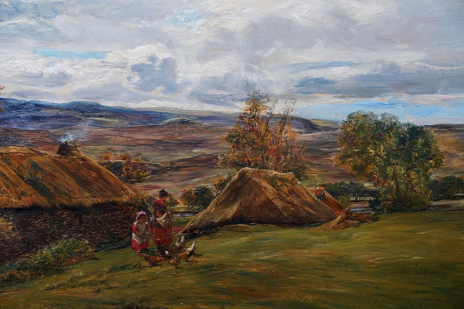 Alexander Fraserfeeding Chickens By A Farm In Summer   Scottish Victorian Landscape Oil Paintingcirca 1870 photo Art