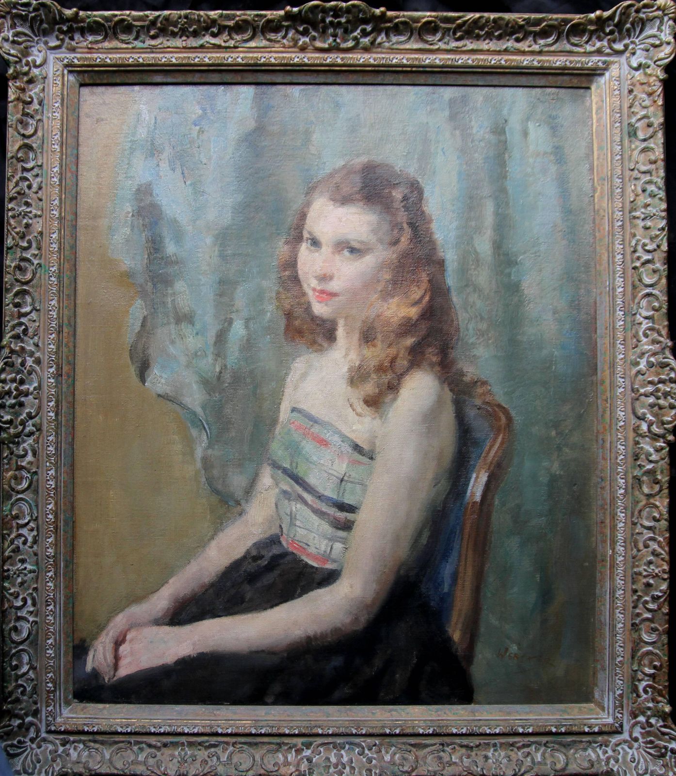 Walter Ernest Websterportrait Of Seated Young Woman    British 30's Art Impressionist Oil Painting 1930's
