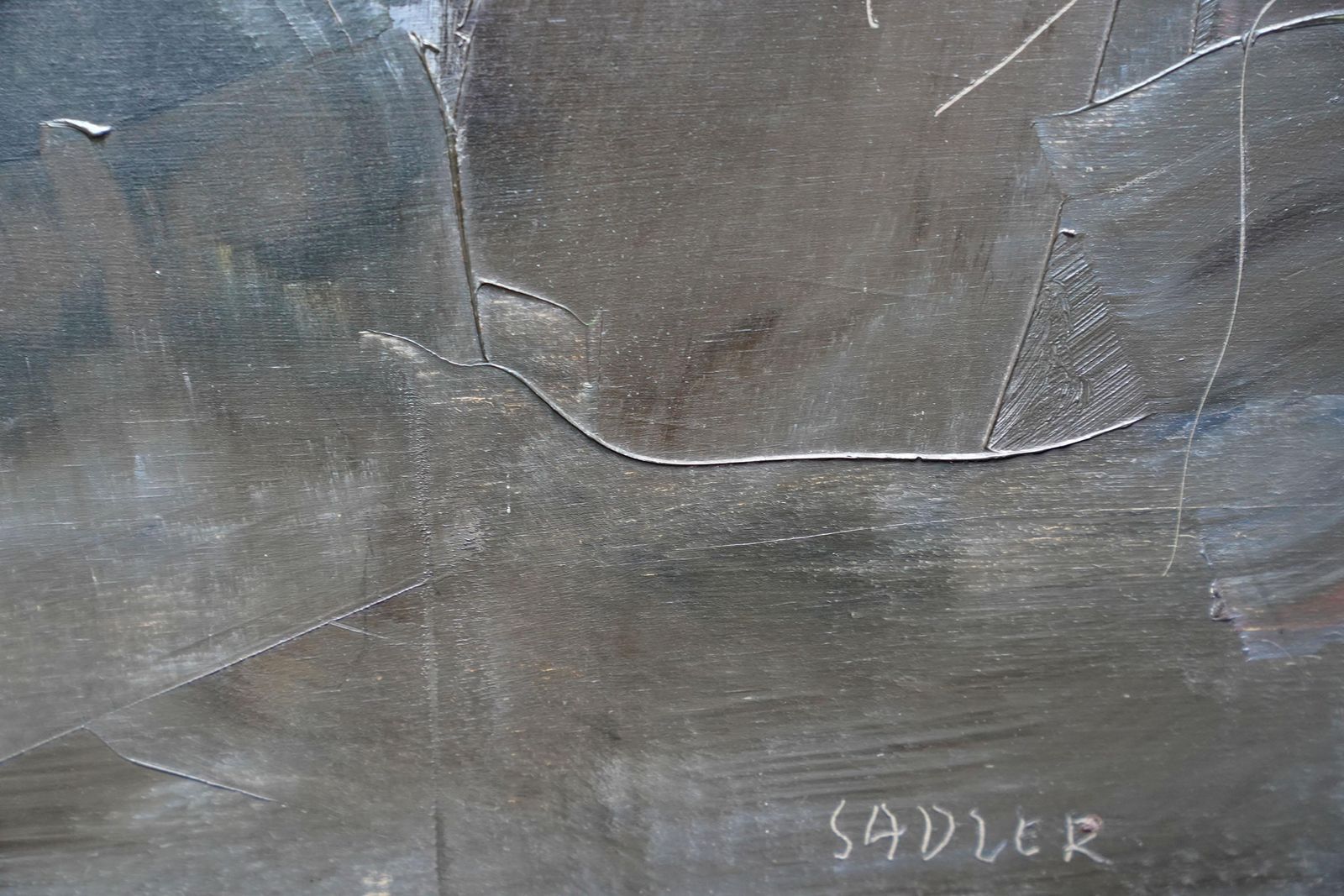 7141.0 Robert Sadlerseaport 1 1957   British Abstract Art Oil Painting Suffolk Artist1957 photo