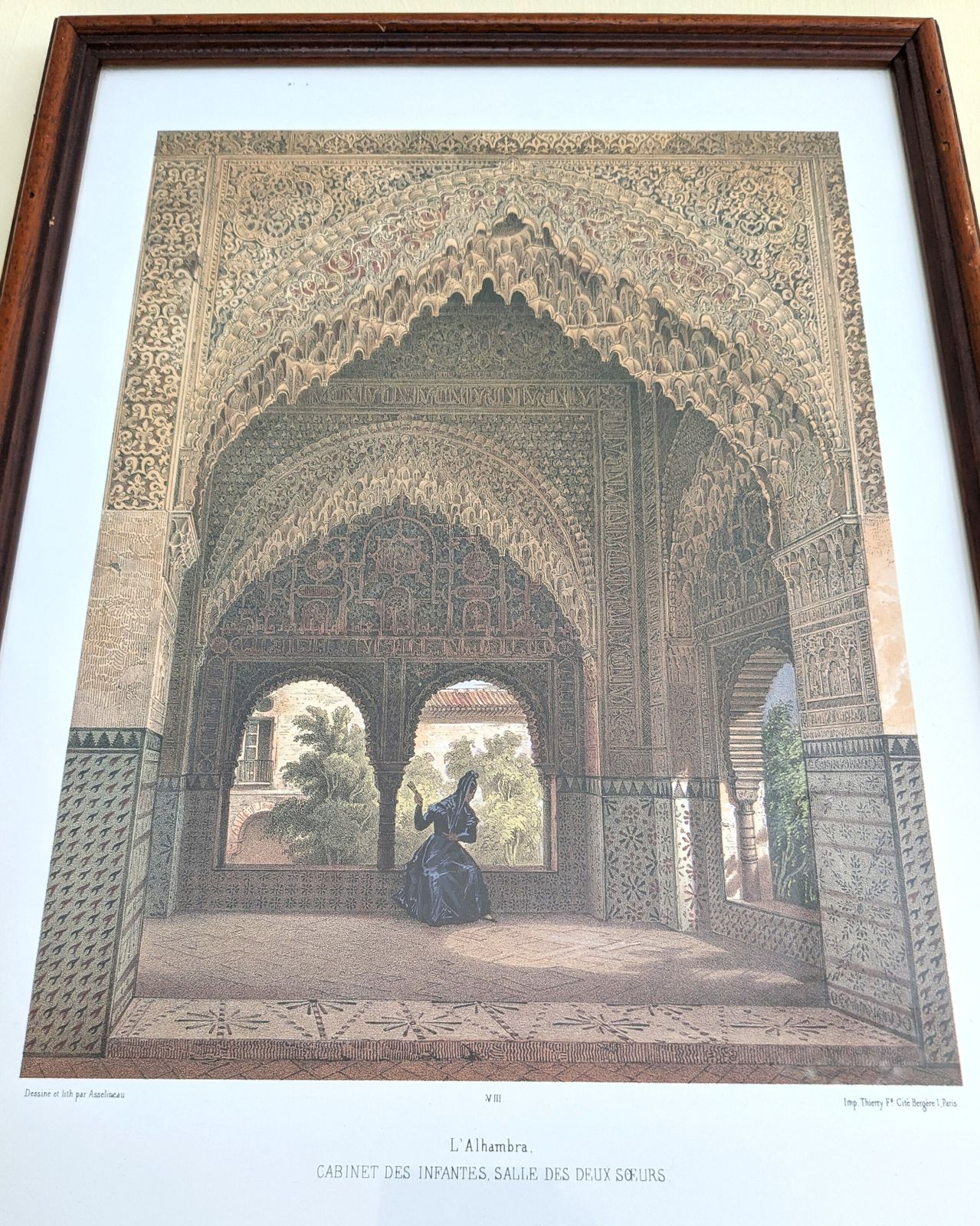 photo vinterior Antique Set Of Three Framed Prints Of The Alhambra Palace, Granada Spain