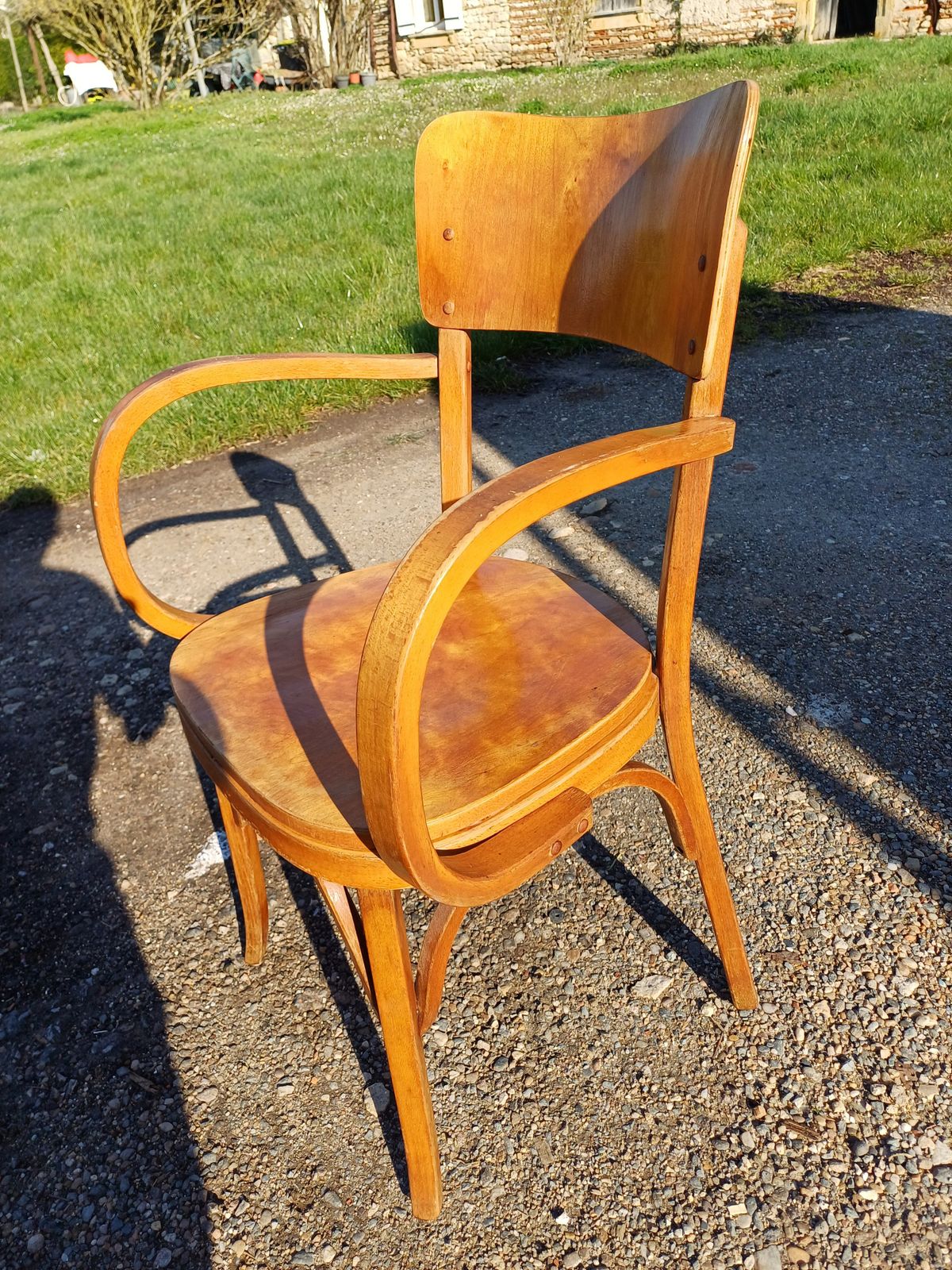 Baumann Armchair, 1960s, Beech photo vintage