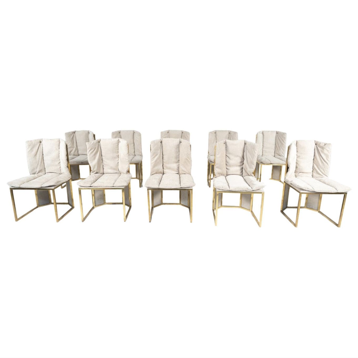 Mid Century Modern Set Of 10 Chairs By Romeo Rega, Italy, 1970s – New Upholstery