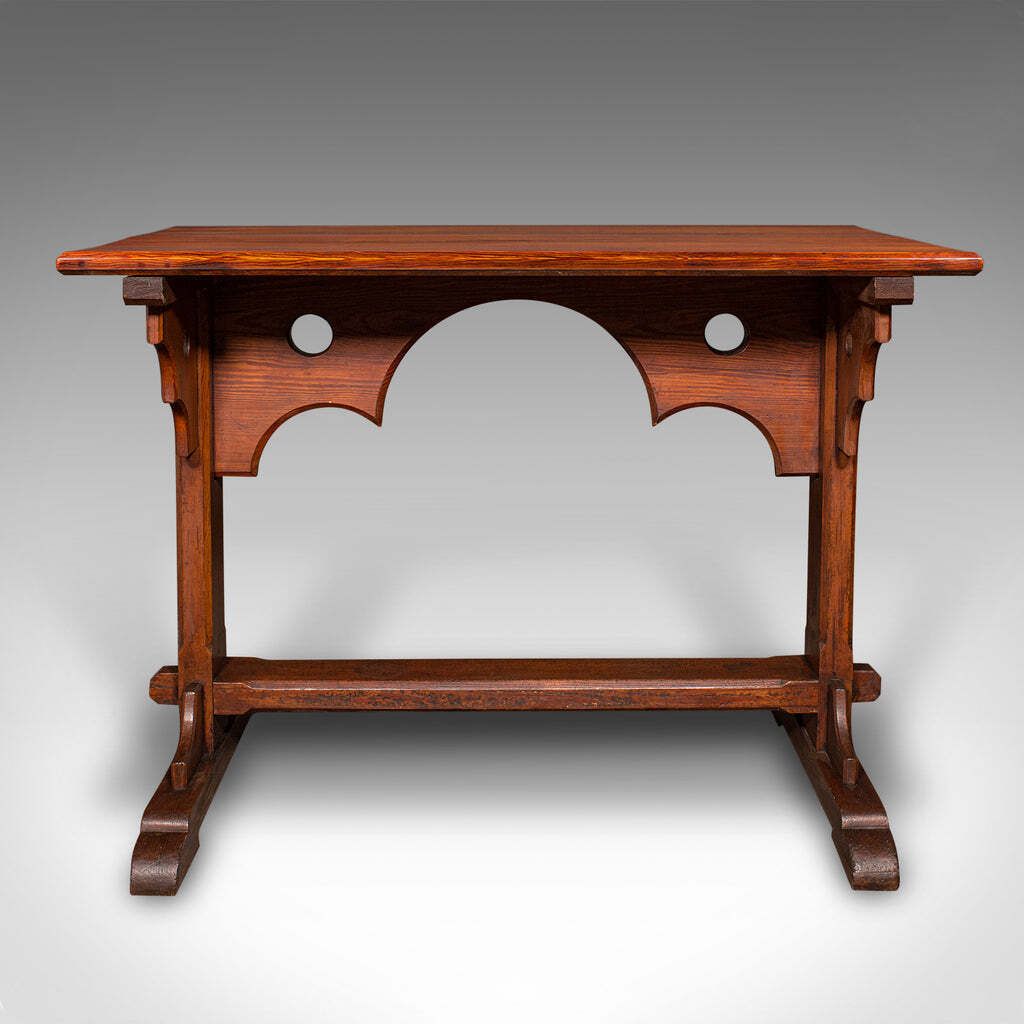 Antique Hall Table, Victorian, Pitch Pine, Kitchen, Ecclesiastical, Circa 1870 photo Furniture