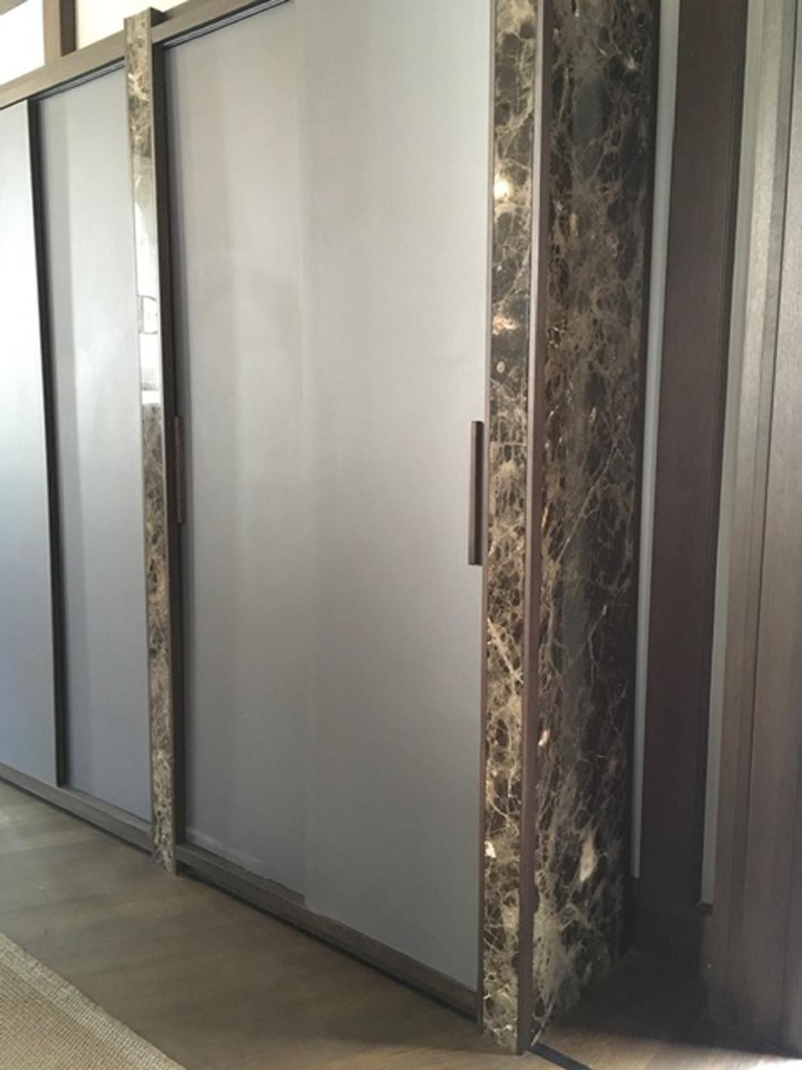 Italian Contemporary Design Black Marble And Oak Wood Wardrobe photo 19547.0