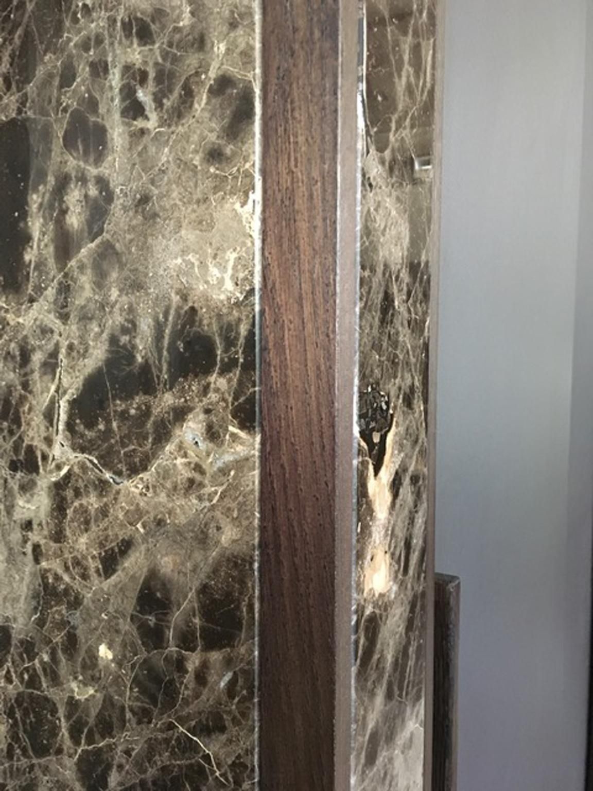 photo vintage Italian Contemporary Design Black Marble And Oak Wood Wardrobe