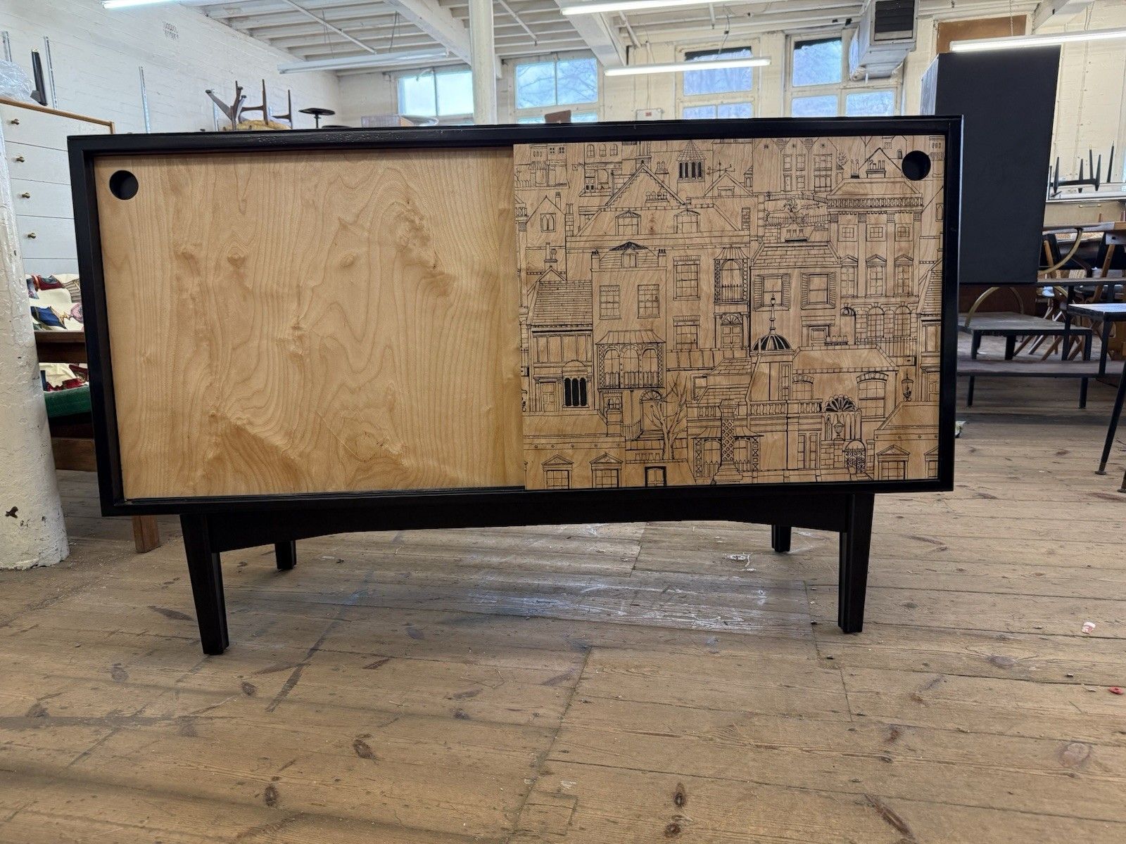 Retro Vintage Sideboard Birch Ply 1950s 60s Heals Rare Design photo furniture