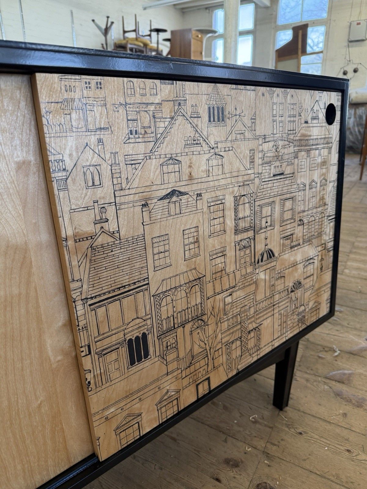 Retro Vintage Sideboard Birch Ply 1950s 60s Heals Rare Design photo vinterior