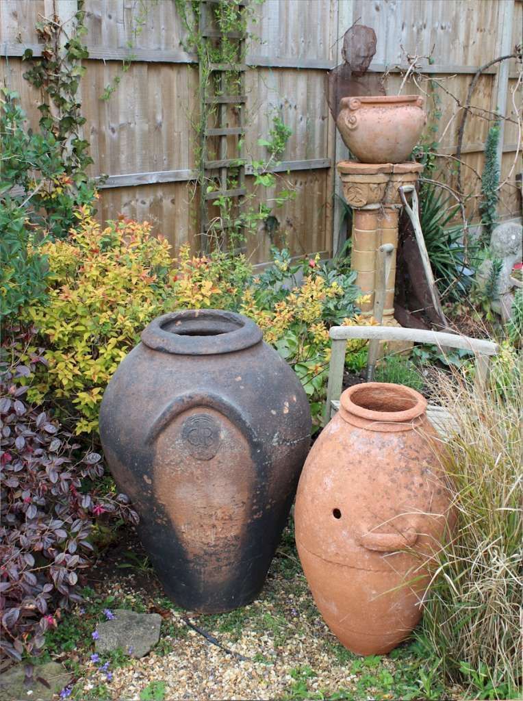 Large Antique European Olive Terracotta Garden Urn photo vintage