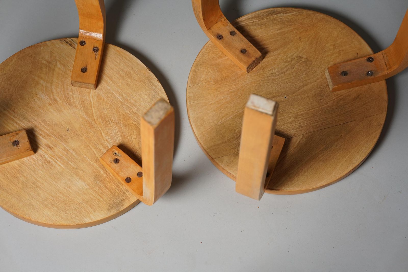 photo for sale Pair Of Teak Aalto Model 60 Stools, Oy Huonekalu  Ja Rakennustyötehdas Ab, 1940s