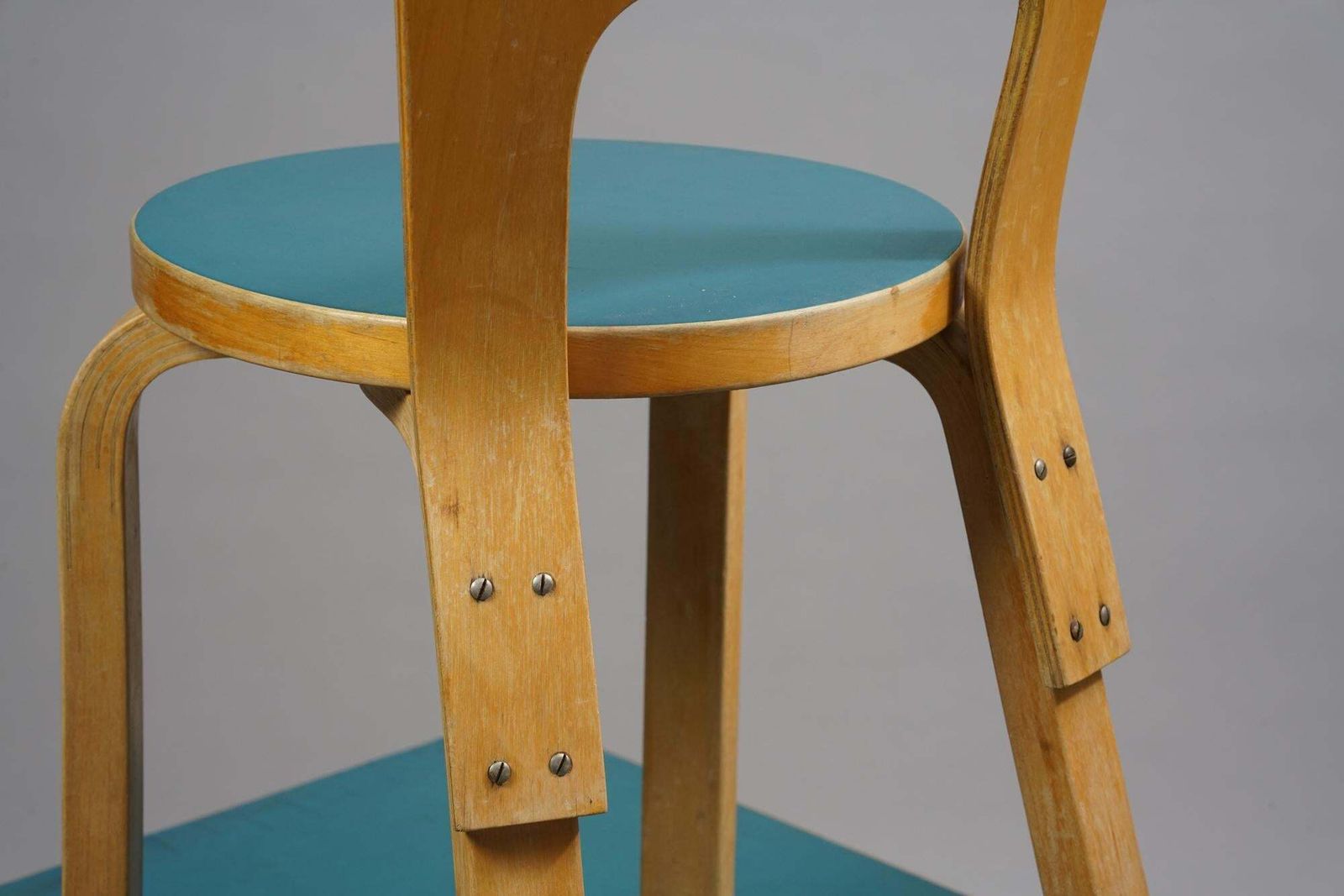 photo vinterior Alvar Aalto Dining Room Set Model Dl82 Table & Model 65 Chairs, Circa 1940s
