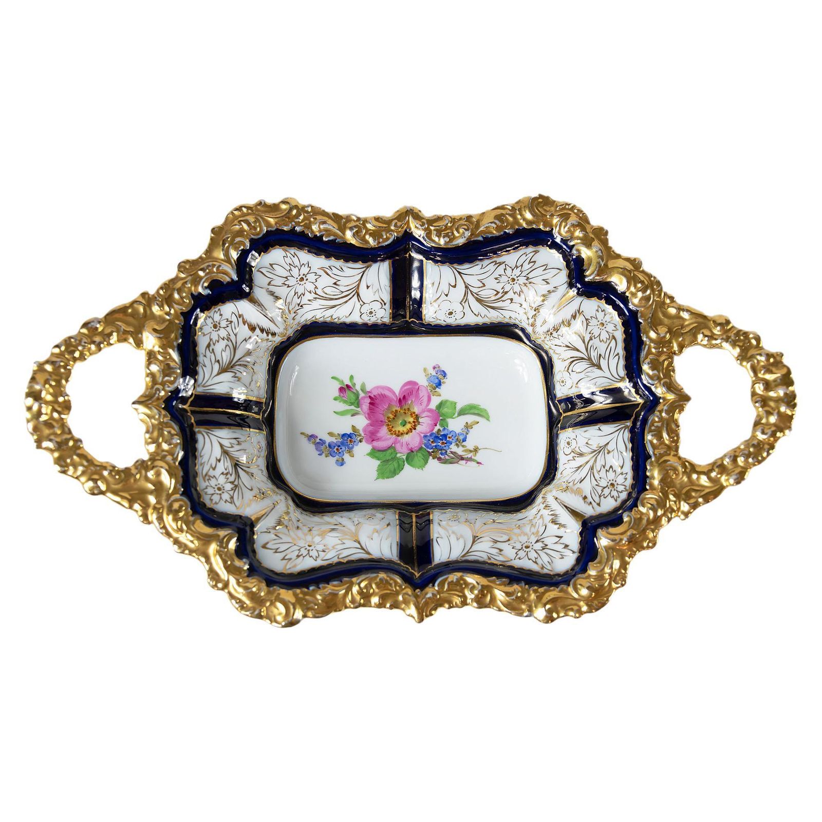 Meissen Porcelain Deep Cabinet Plate With Handles