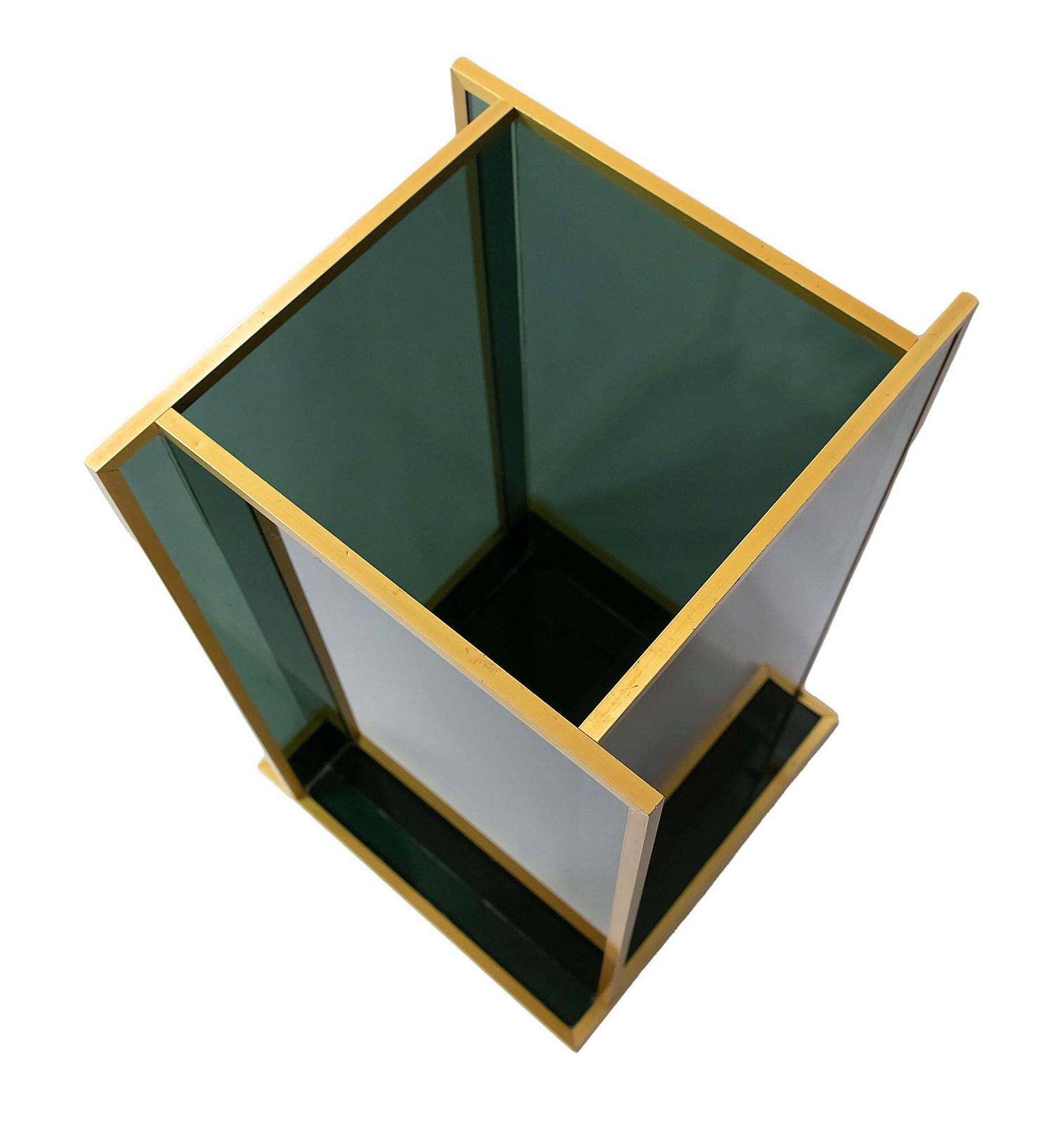 Mid Century Italian Glass And Brass Umbrella Stand photo for sale