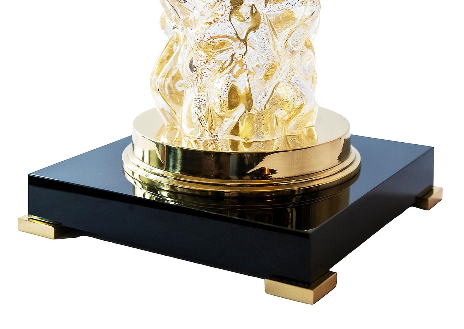 Pair Of Italian Table Lamps In Murano Glass And Brass Shades photo buy