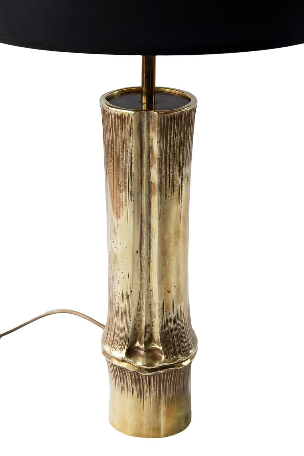 Pair Of Vintage French Bronze Bamboo Table Lamps By Maison Charles photo for sale