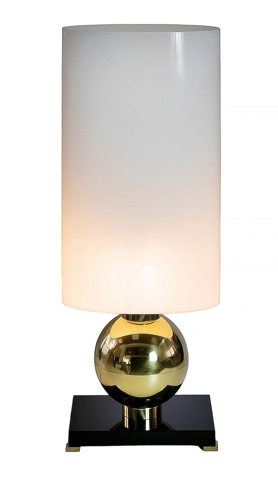 Pair Of Italian Table Lamps In Brass, Murano Glass Base And Shades photo for sale