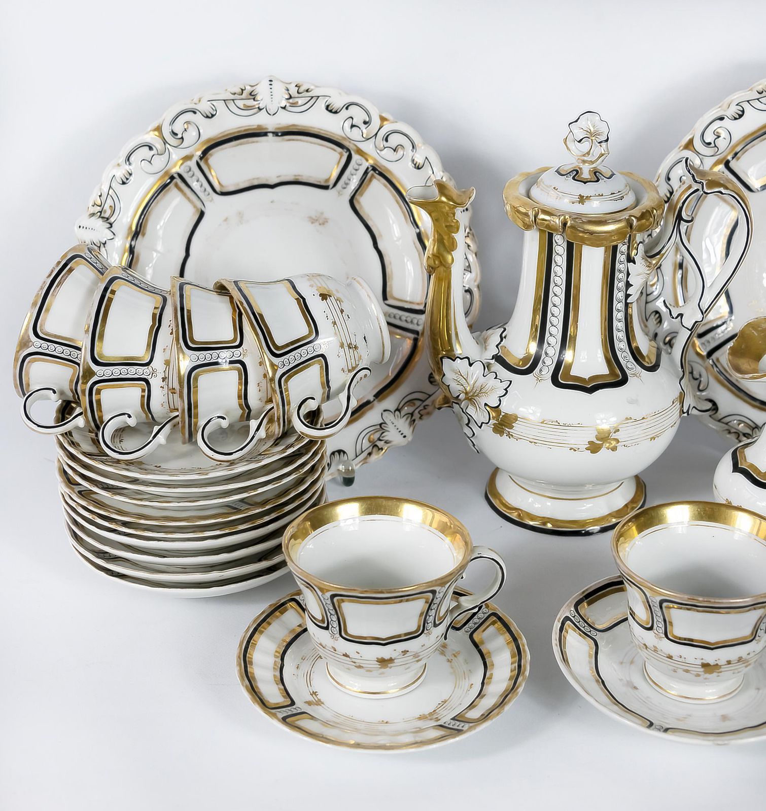 Antique Porcelain Tea Set For 11 Person By Carl Tielsch photo for sale