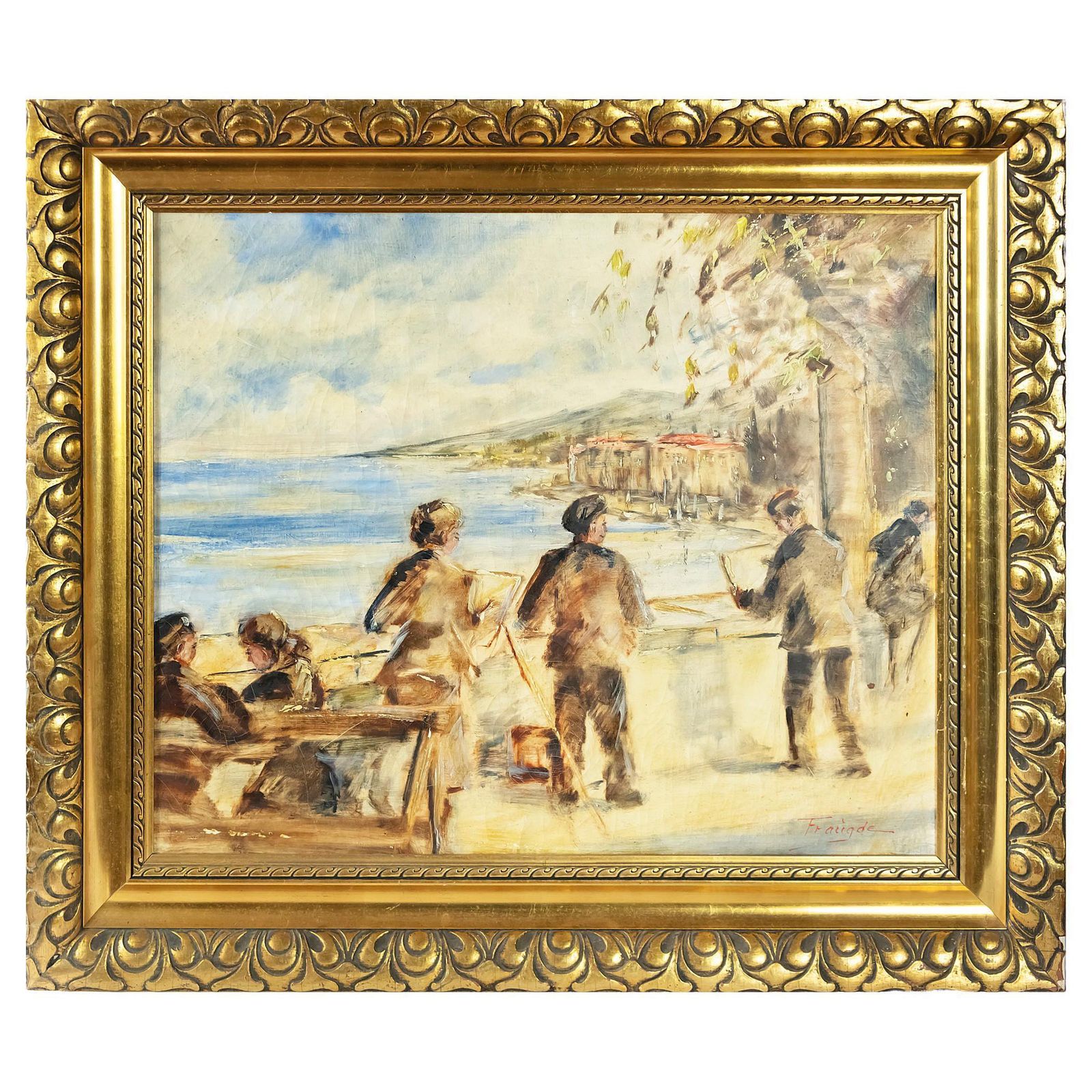 Vintage Framed Painting Oil On Canvas, Signed Fraugde
