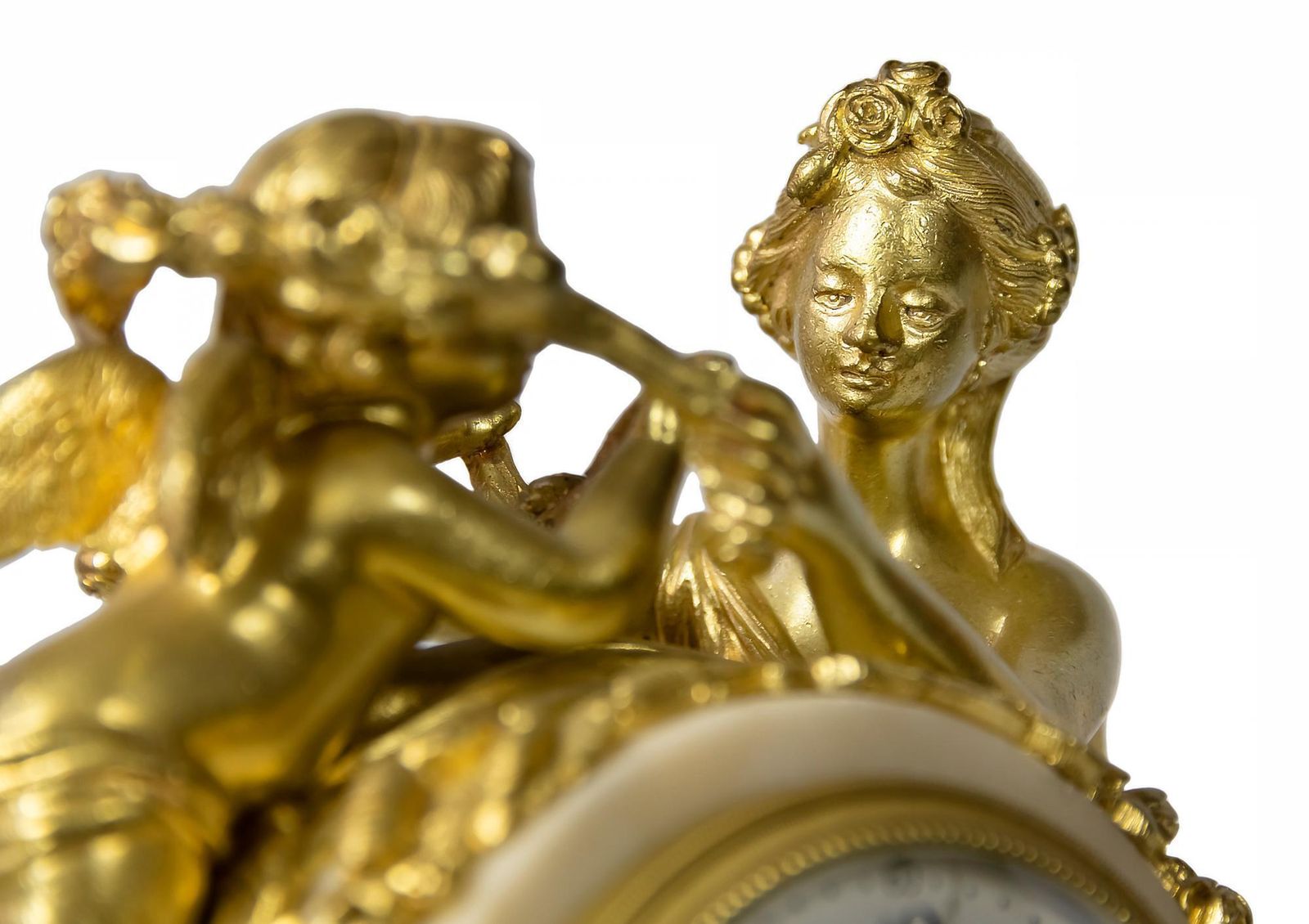 French 19th Century Louis XVI Gilded Bronze And Marble Mantel Clock photo buy