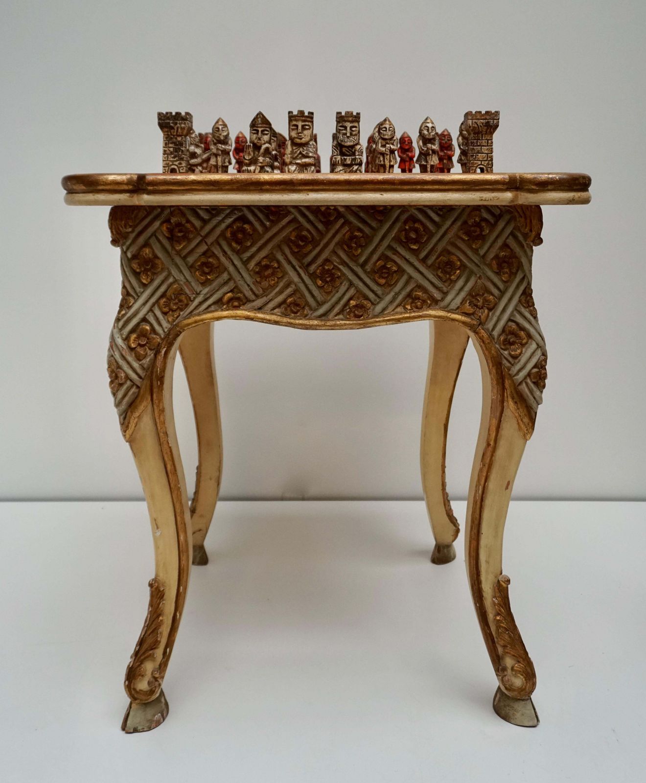 Games Chess Set Of Handcrafted And Painted Wood Pieces With Table And Board photo 2465.0