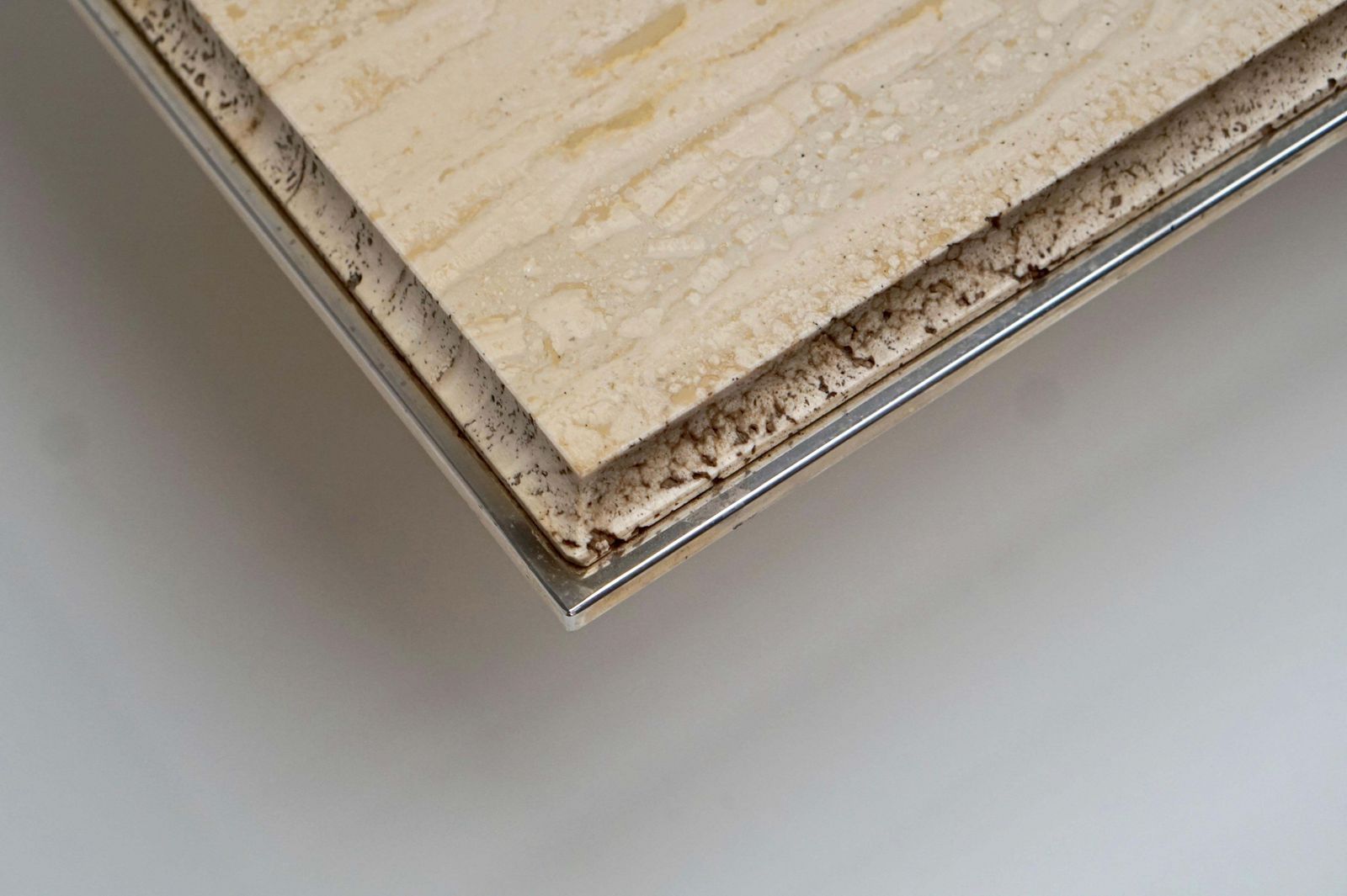 Travertine Gilt Brass Coffee Table, Italy, 1970s photo buy
