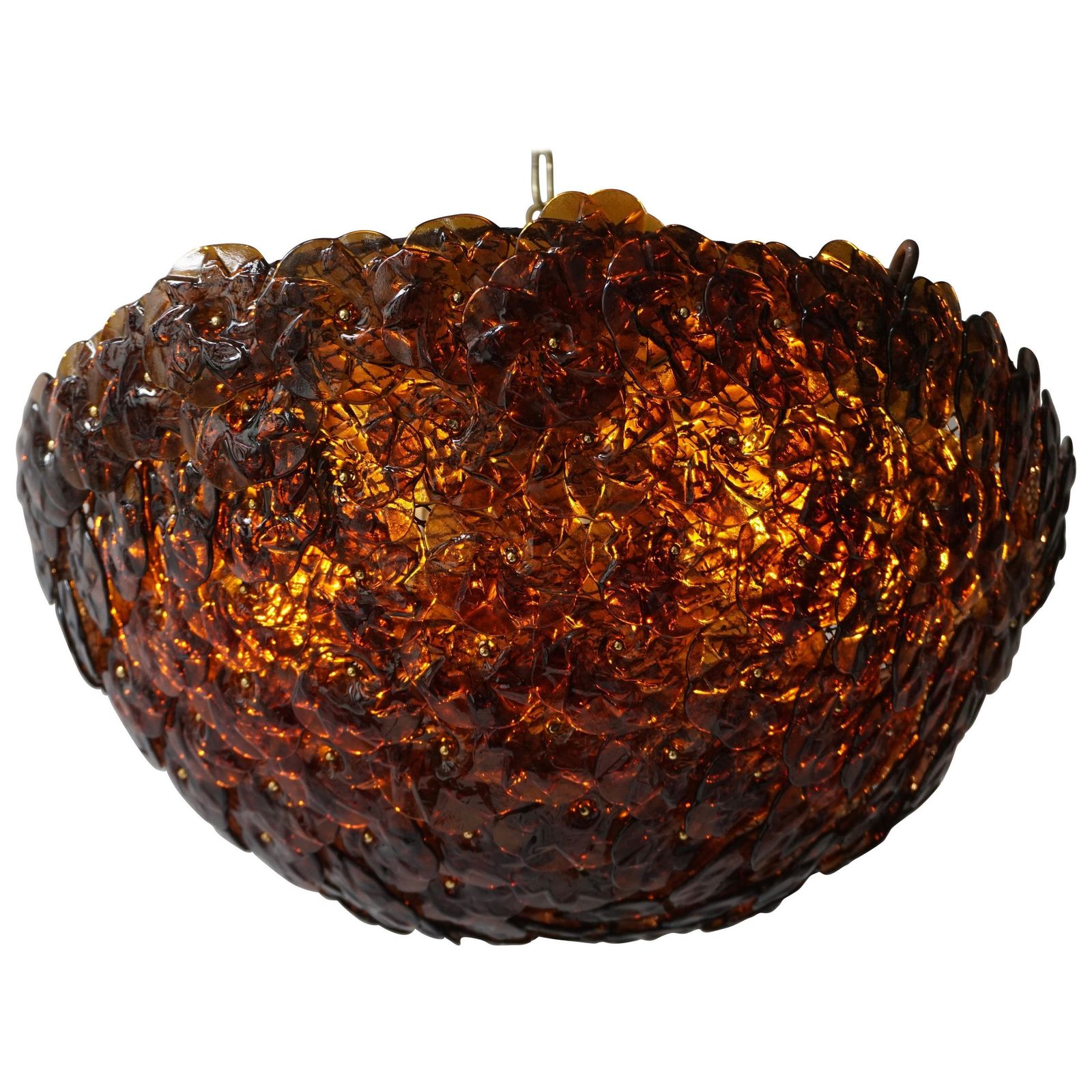 Murano Glass Flower Basket Flush Mount Wall Lamp By Barovier & Toso, 1960s