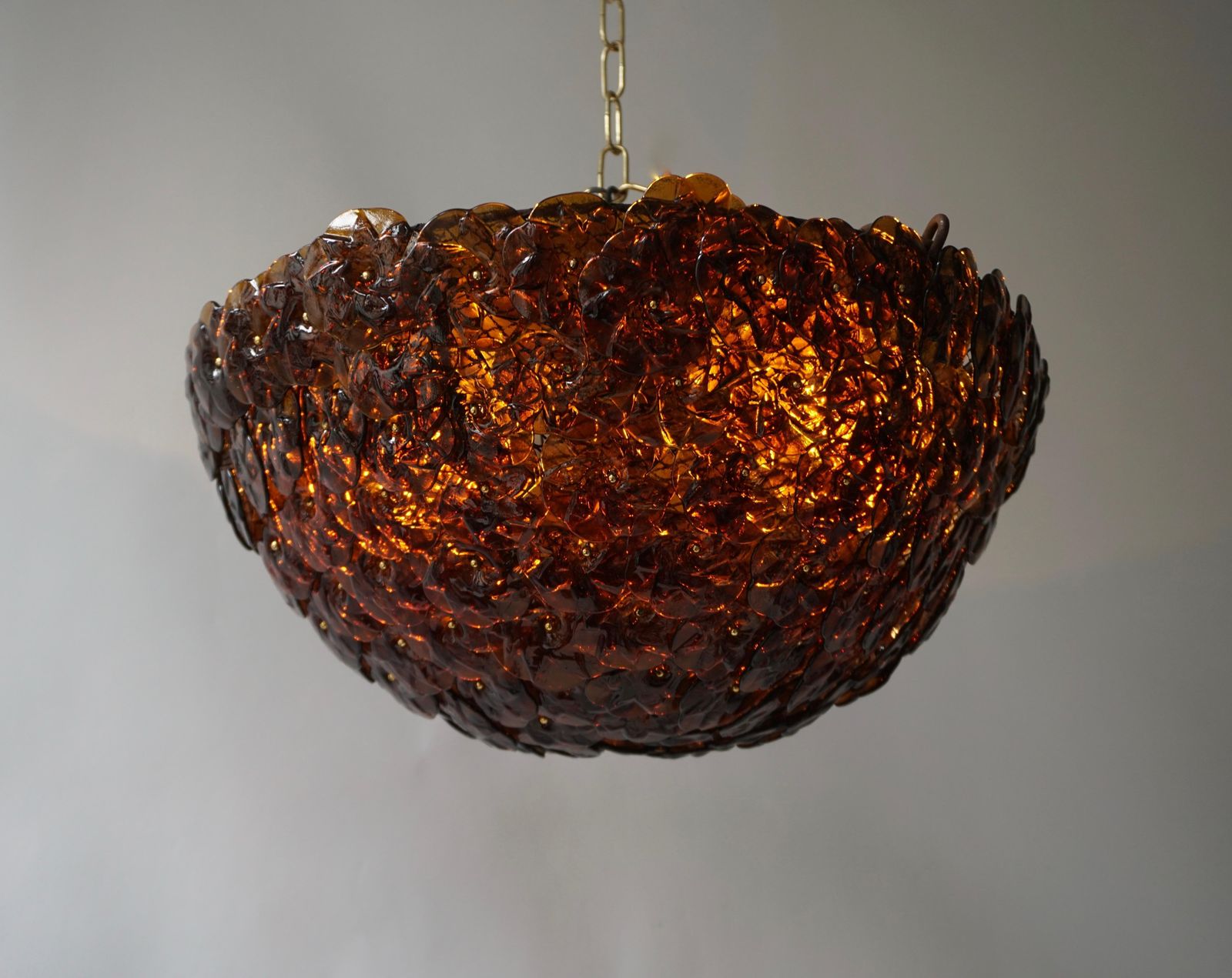 Murano Glass Flower Basket Flush Mount Wall Lamp By Barovier & Toso, 1960s photo vinterior