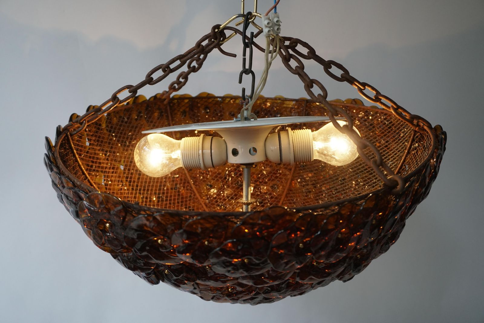 photo furniture Murano Glass Flower Basket Flush Mount Wall Lamp By Barovier & Toso, 1960s