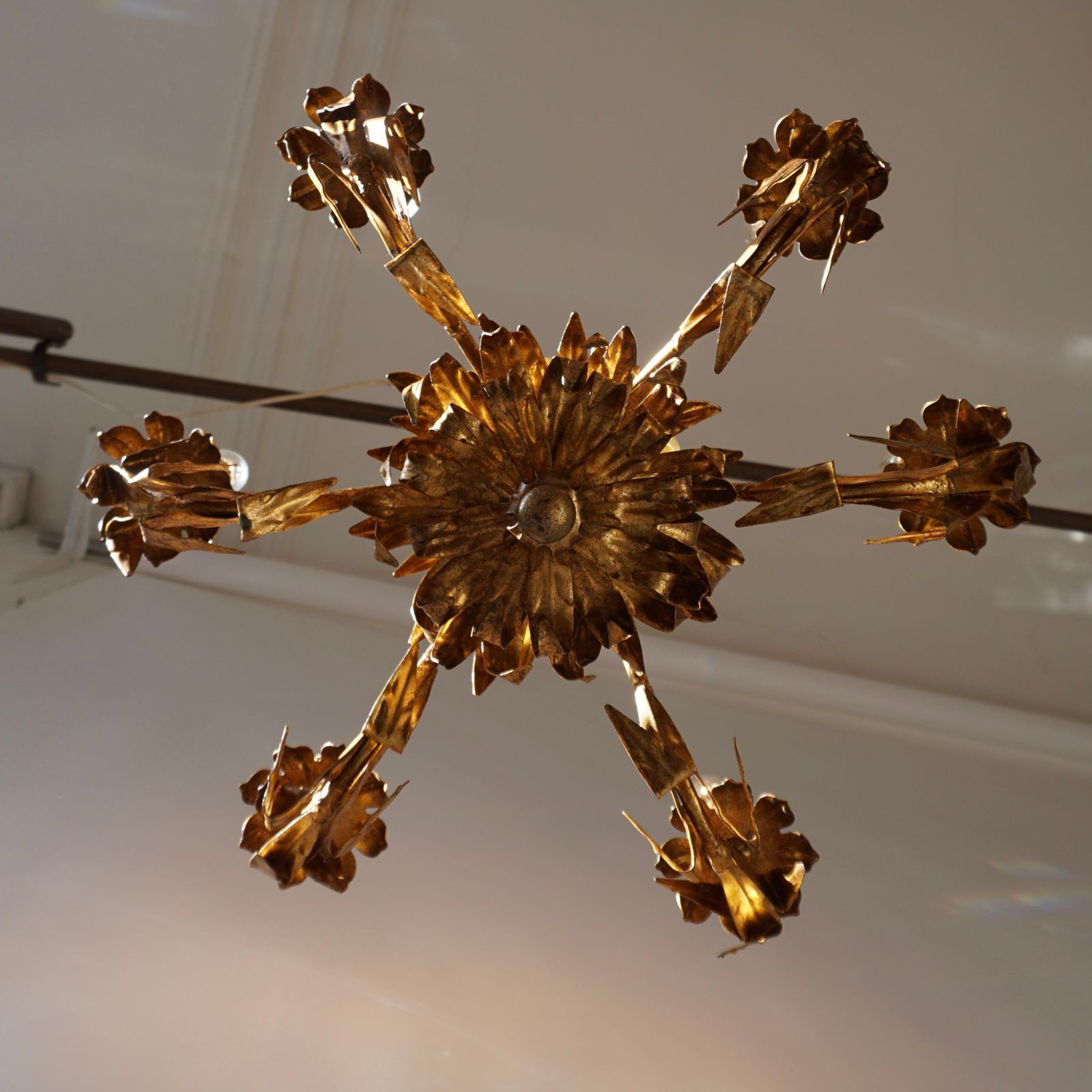 Midcentury Hollywood Regency Murano Glass Pineapple Chandelier photo vinterior