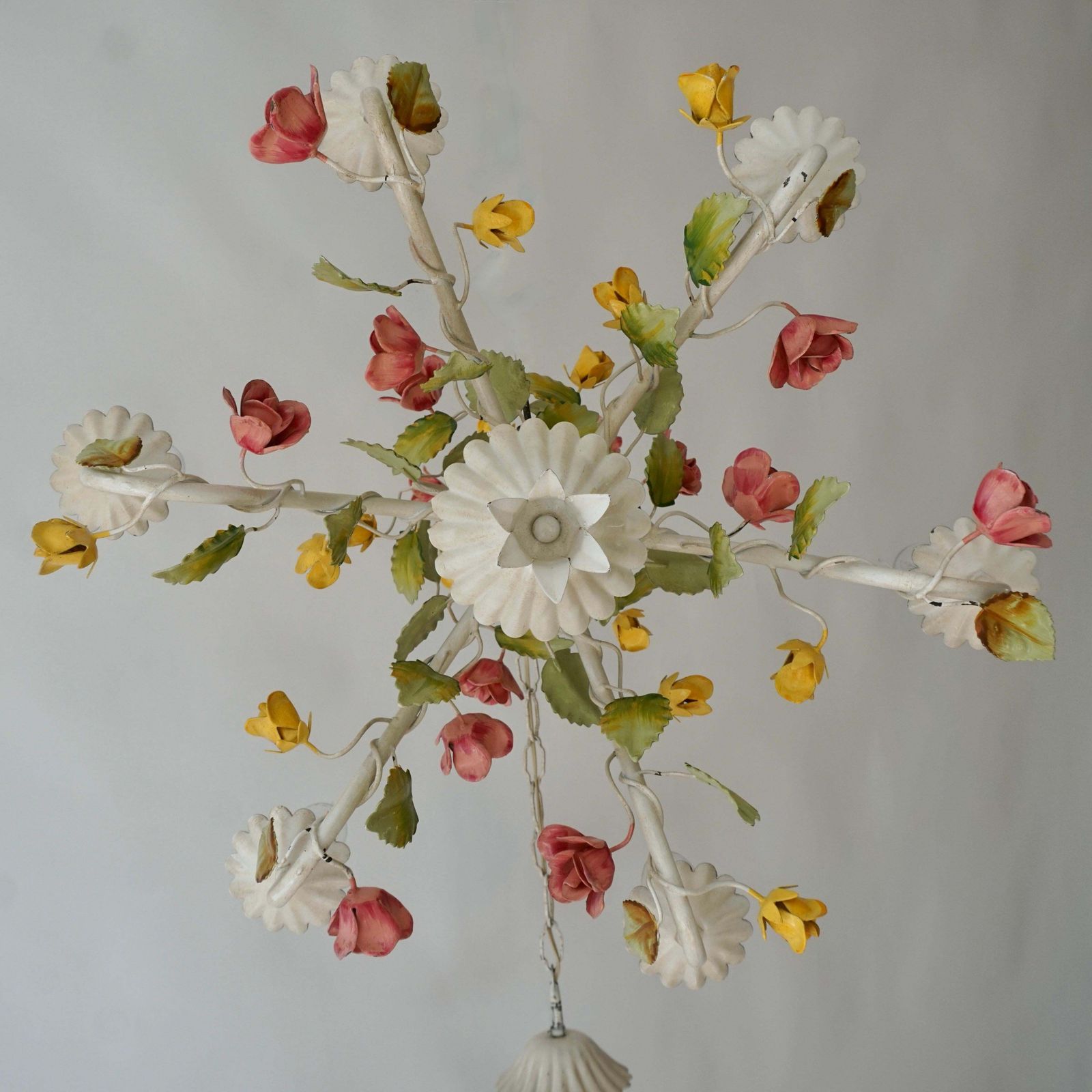 photo for sale Mid Century Tole Italian Flower Six Light Chandelier