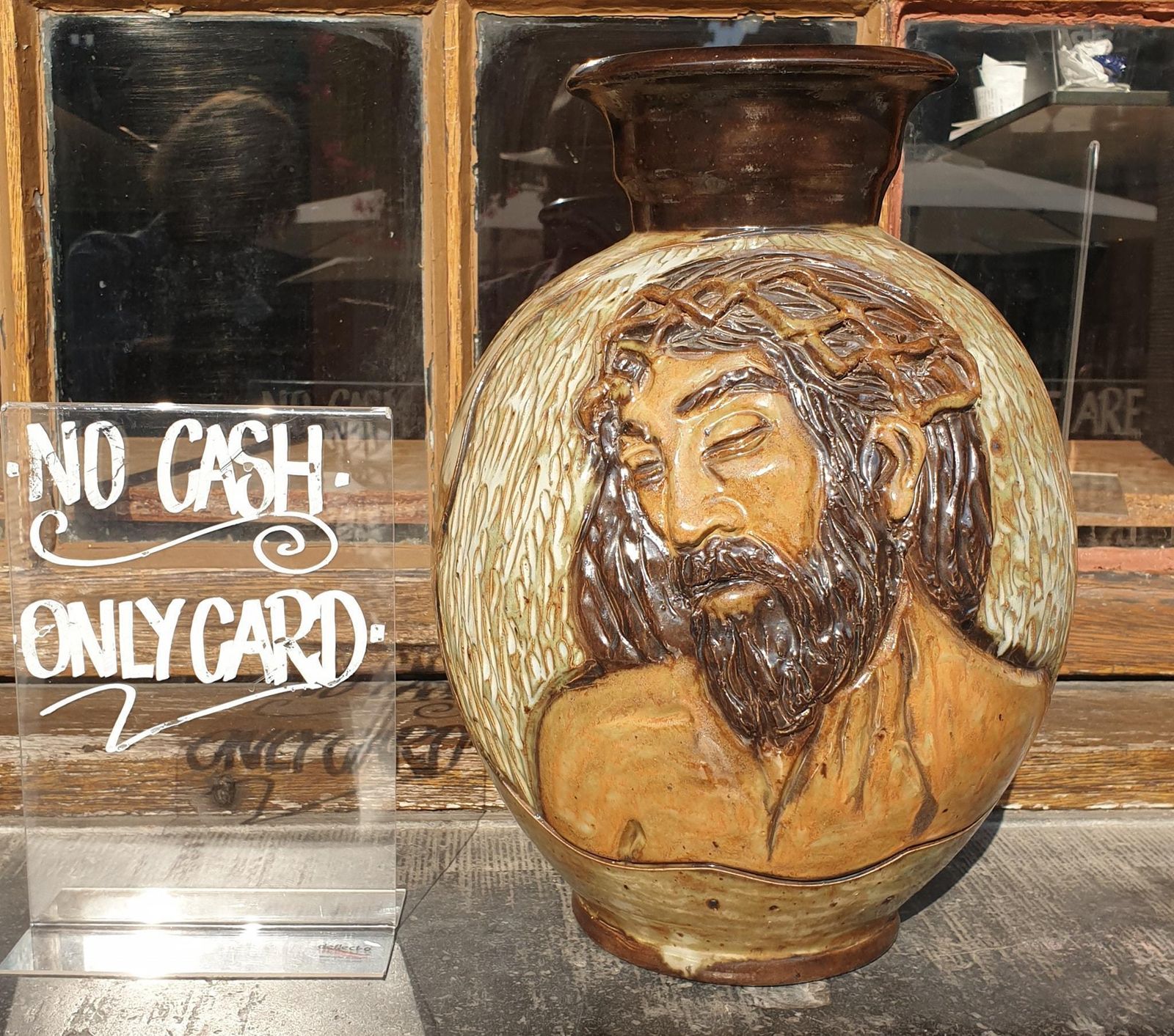 Ceramic Vase Of  Christ By Losson Belgium photo for sale