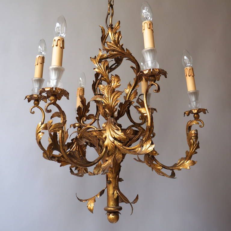 Gilt Wrought Iron Chandelier With Japanese Geisha In Crystal photo buy