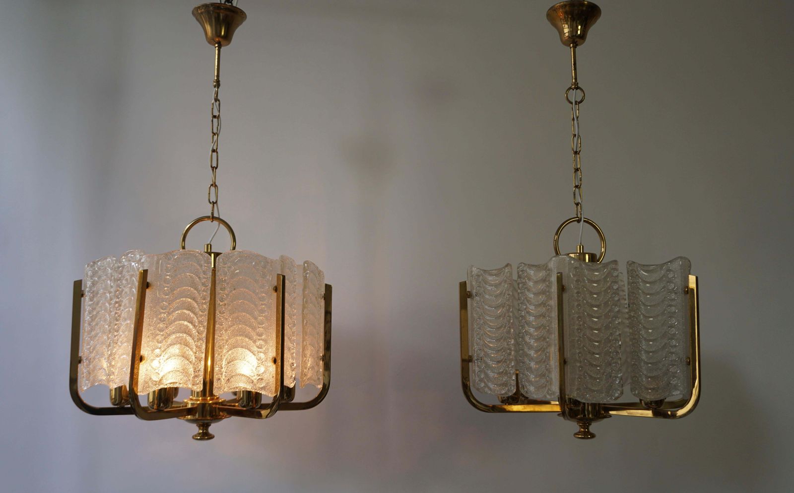 One Italian Golden Brass And Murano Glass Pendant Light photo 1911.0