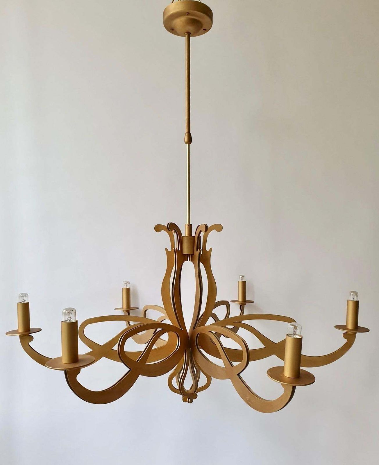 Elegant Large Art Nouveau Hollywood Regency Style Chandelier photo for sale