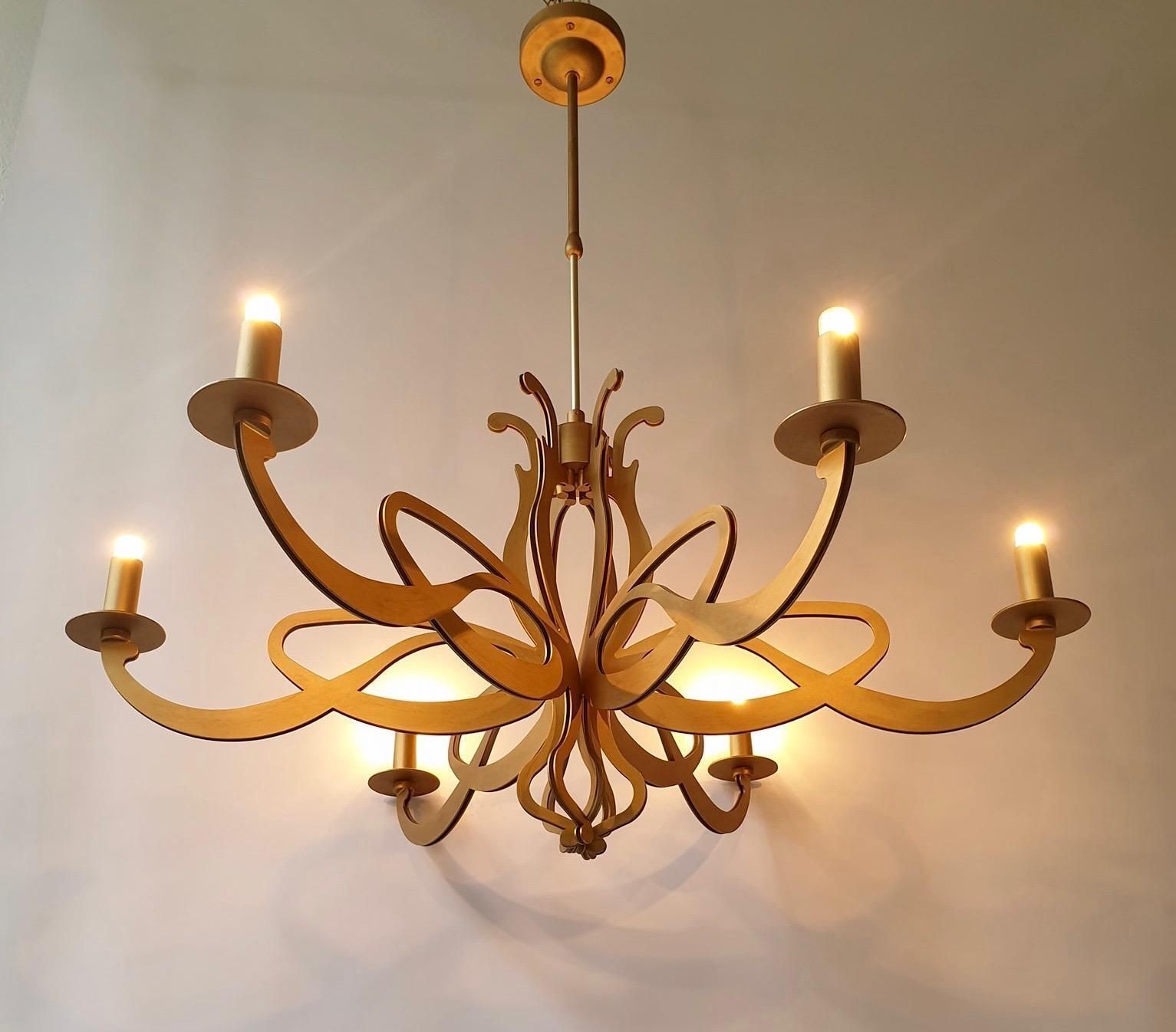 Elegant Large Art Nouveau Hollywood Regency Style Chandelier photo 2082.0