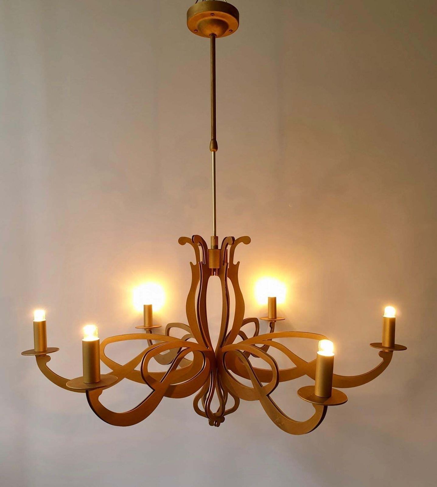 Elegant Large Art Nouveau Hollywood Regency Style Chandelier photo vinterior