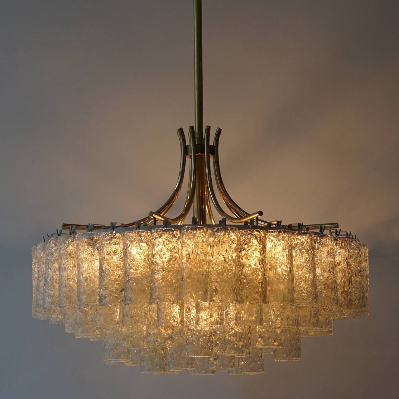 Glass Tube And Brass Chandelier By Doria, Germany photo furniture