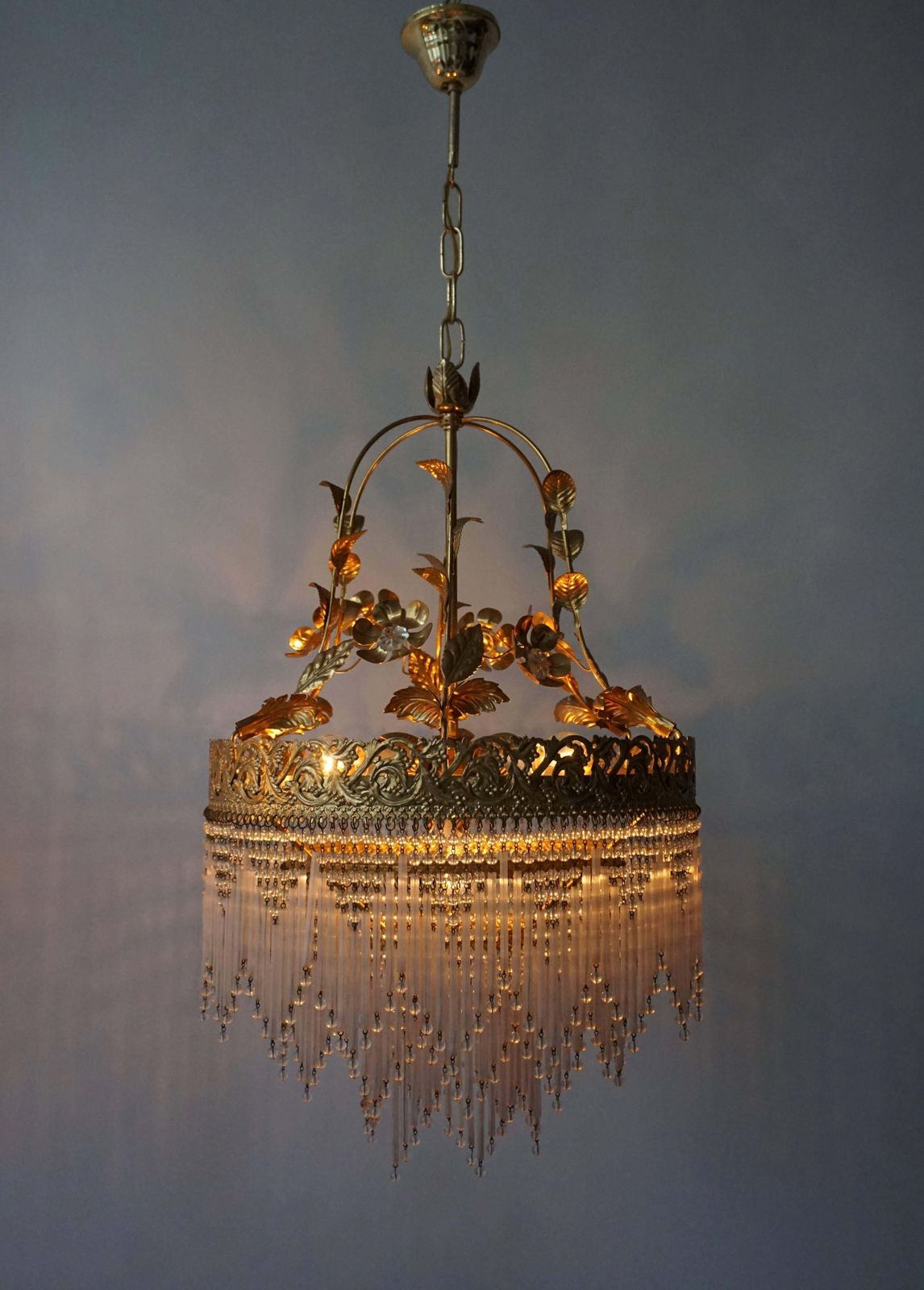 photo furniture Italian Glass And Brass Chandelier