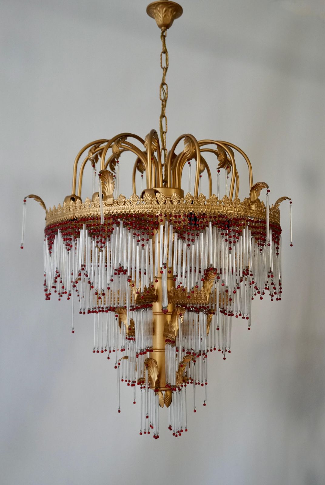 1870.0 Italian Chandelier In Brass And Glass photo