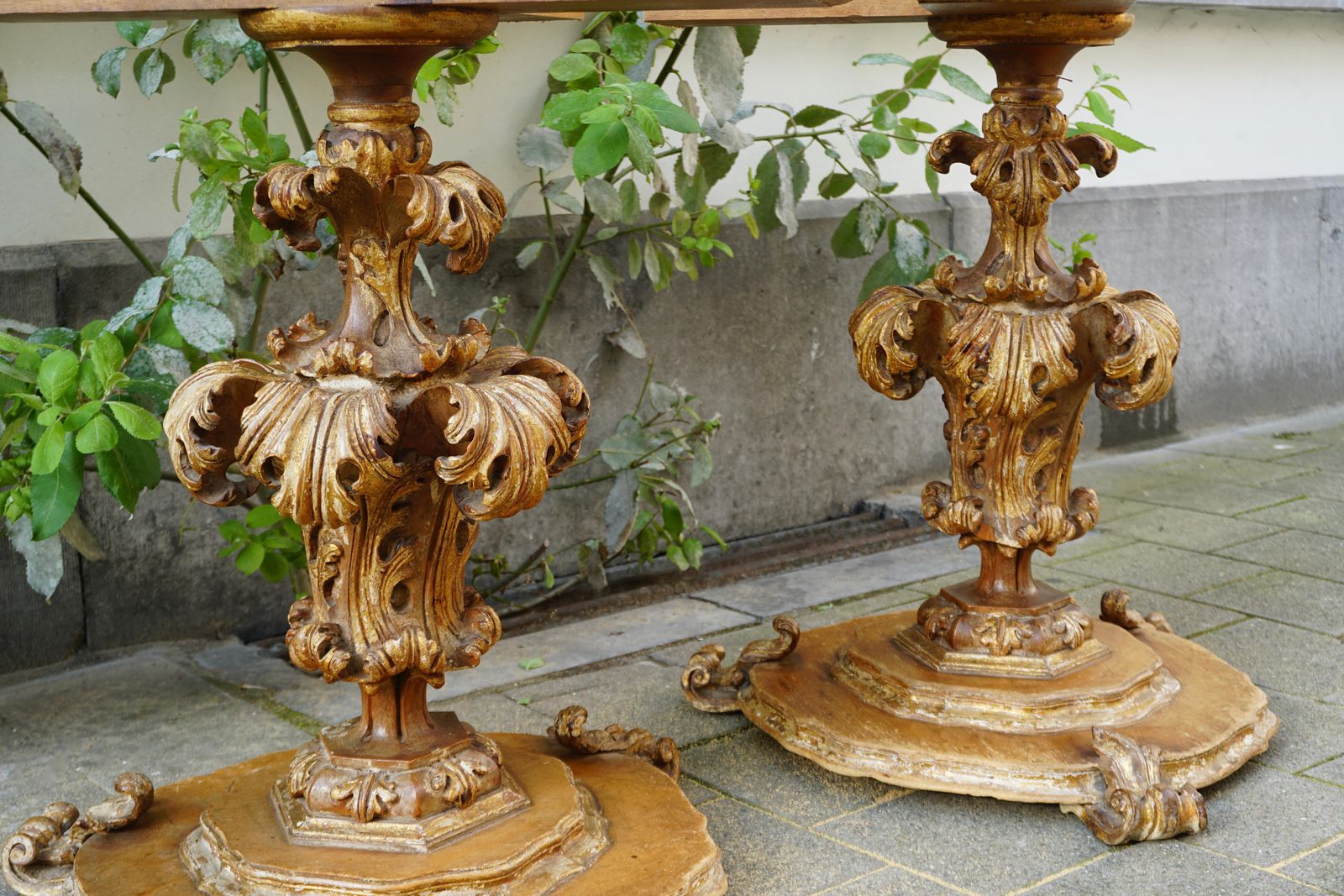 Extraordinary Italian Baroque Gilt Wood Table Supports Early 18th Century photo buy