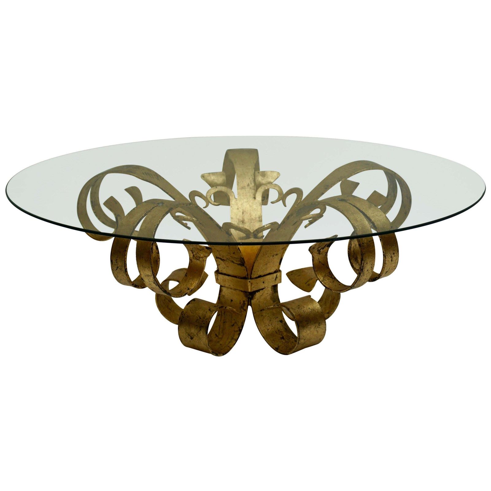 Italian Coffee Table In Glass And Gilded Metal