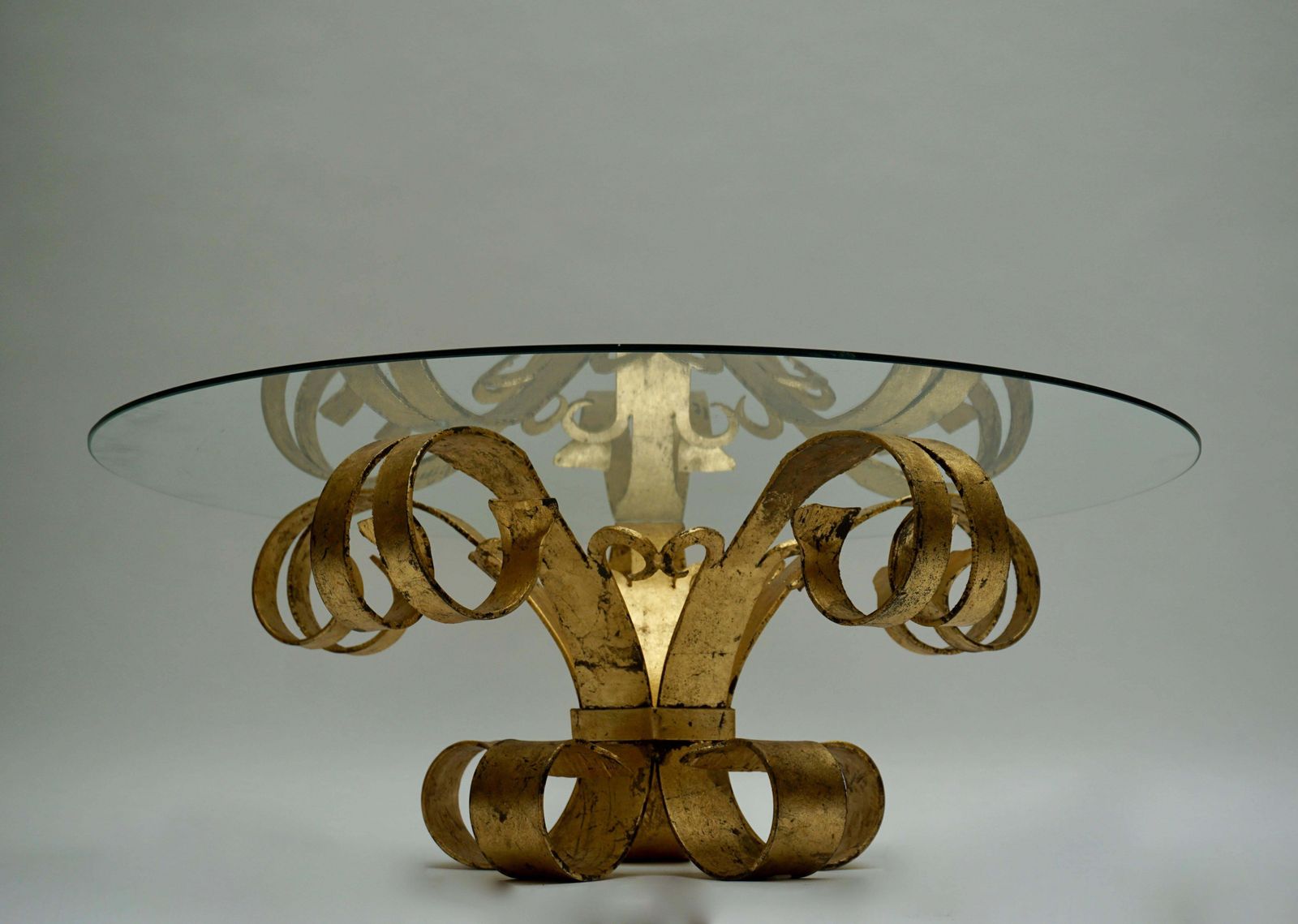 Italian Coffee Table In Glass And Gilded Metal photo furniture