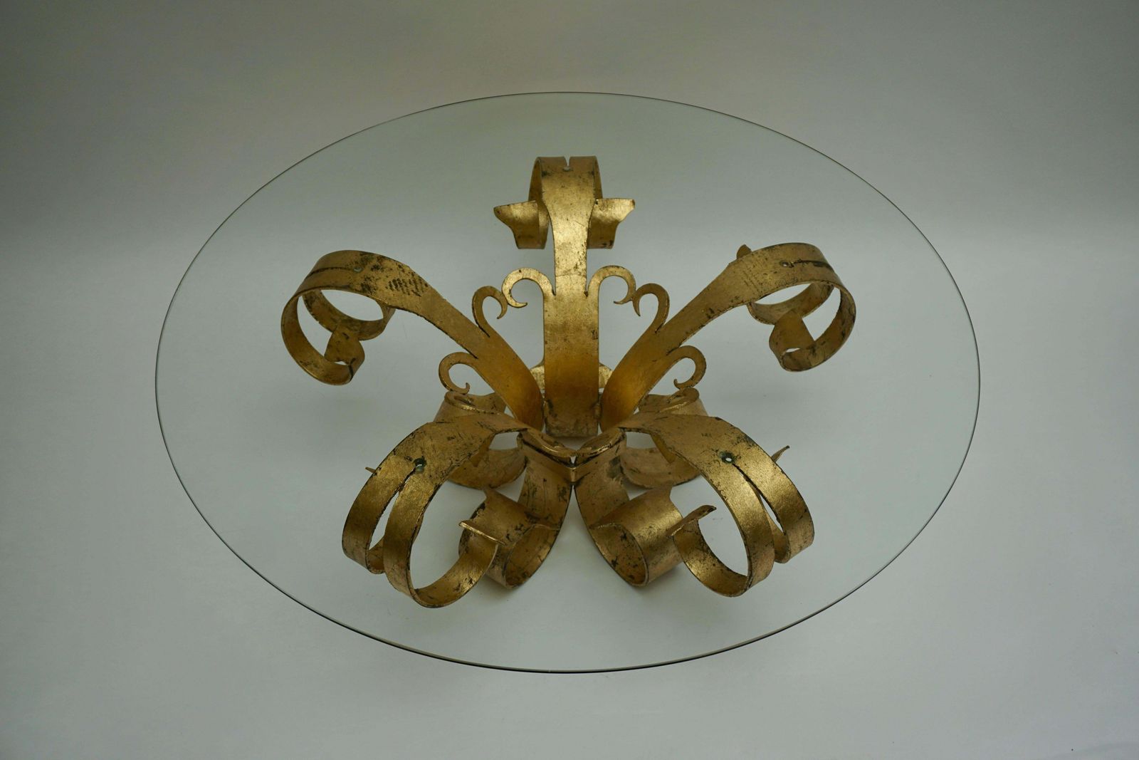 Italian Coffee Table In Glass And Gilded Metal photo 1700.0