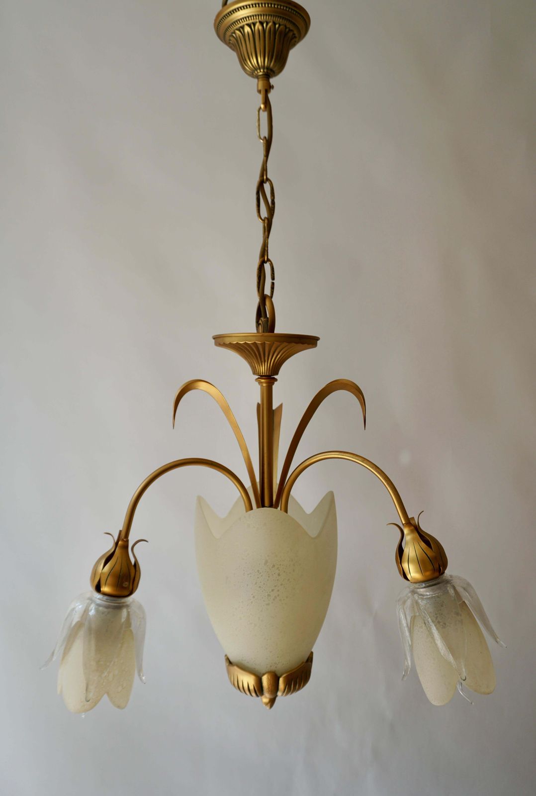 Italian Murano Glass Palm Tree Tulip Chandelier Or Flush Mount photo vinterior