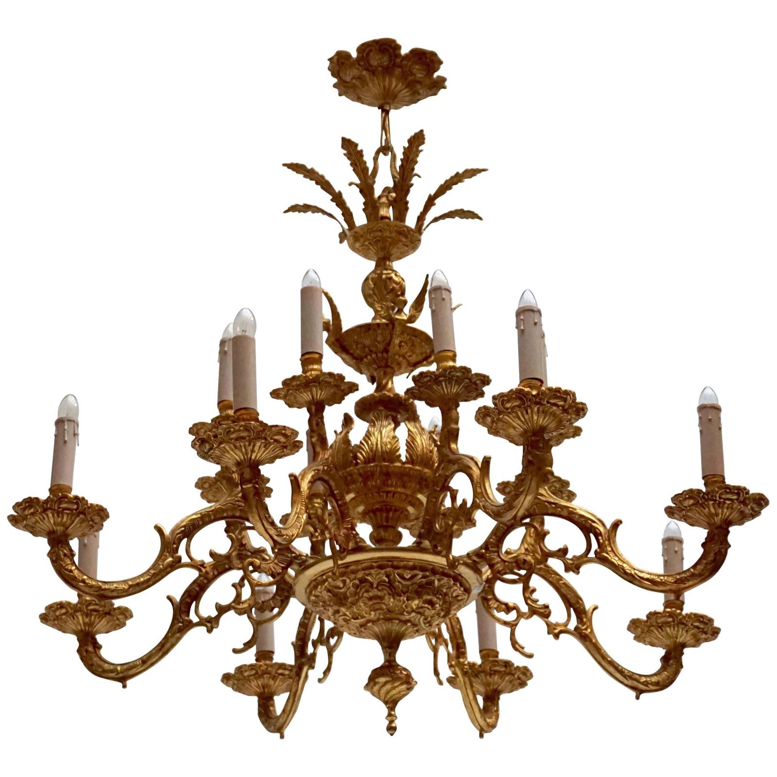 Large Gold Plated Sixteen Light Chandelier