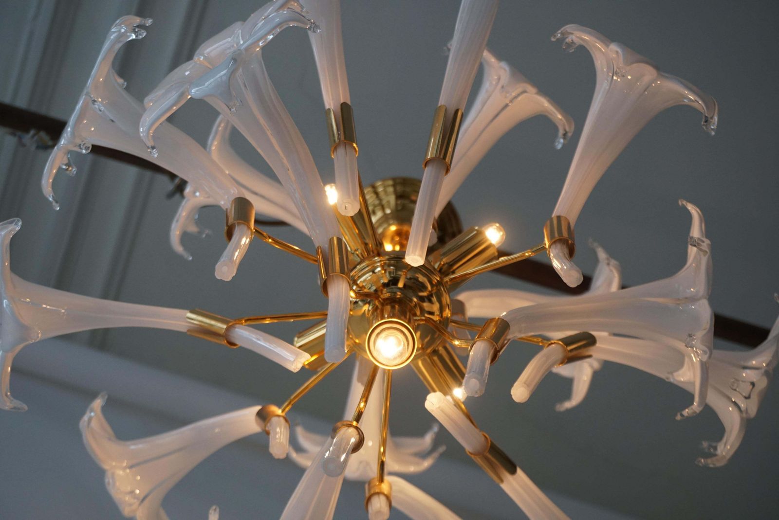 Mid Century Modern Chandelier Designed By Franco Luce With Murano Glass Flowers photo 3697.0