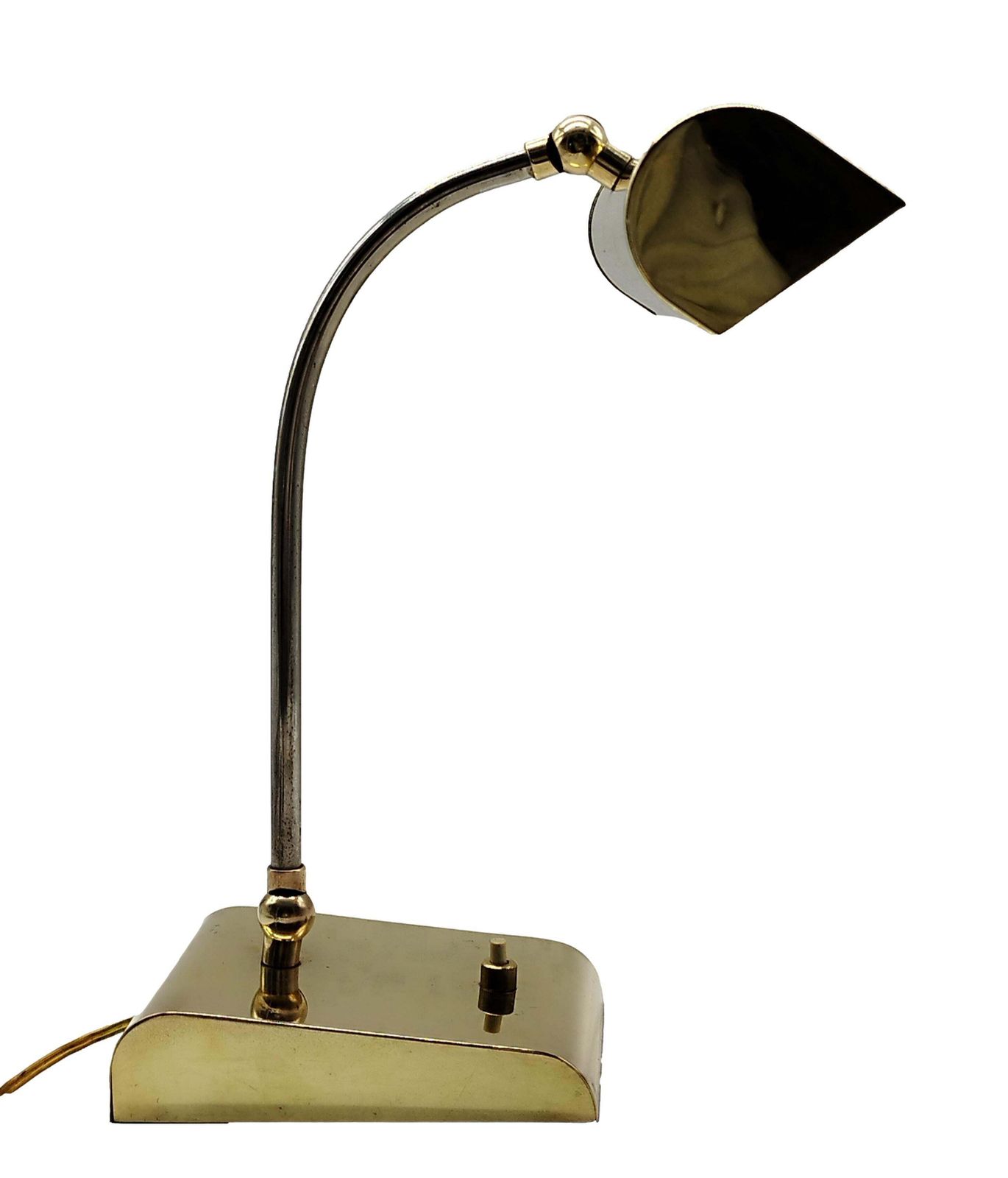 Ministerial Brass Table Lamp With Swivelling Lampshade, Italy 1950s photo for sale