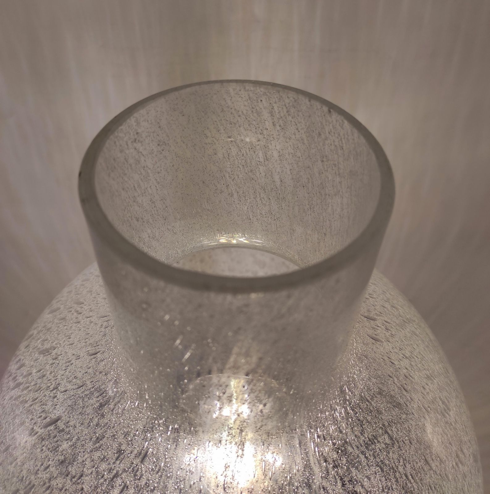 Mazzega Attrib. Chrome And Pulegoso Glass Table Lamp, Italy 1970s photo for sale