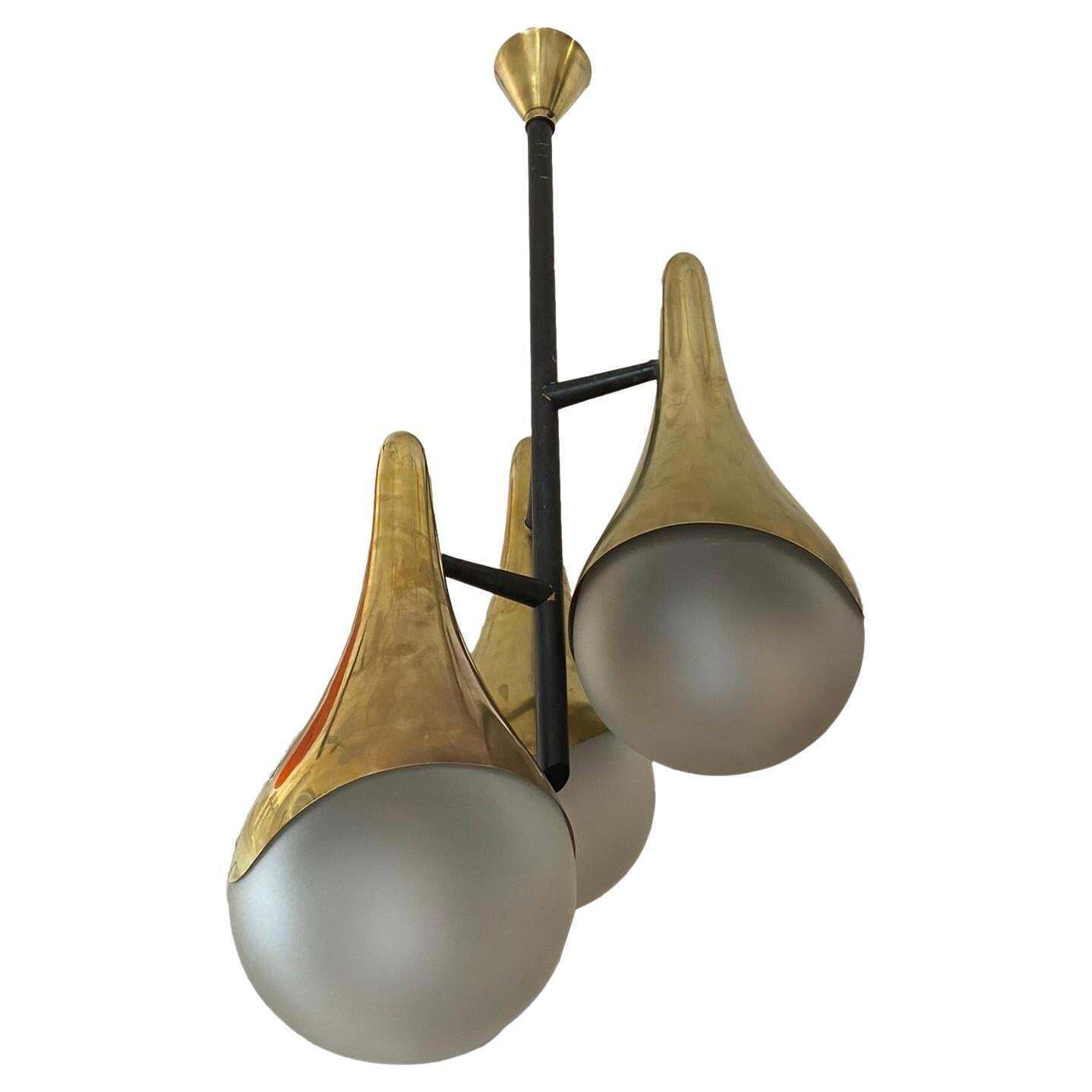 Max Ingrand For Fontana Arte Rare Chandelier, Italy 1960